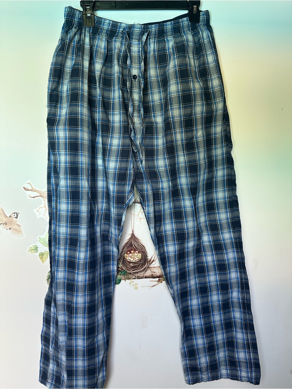 Men's Blue Plaid Lounge Joggers - Casual Comfort